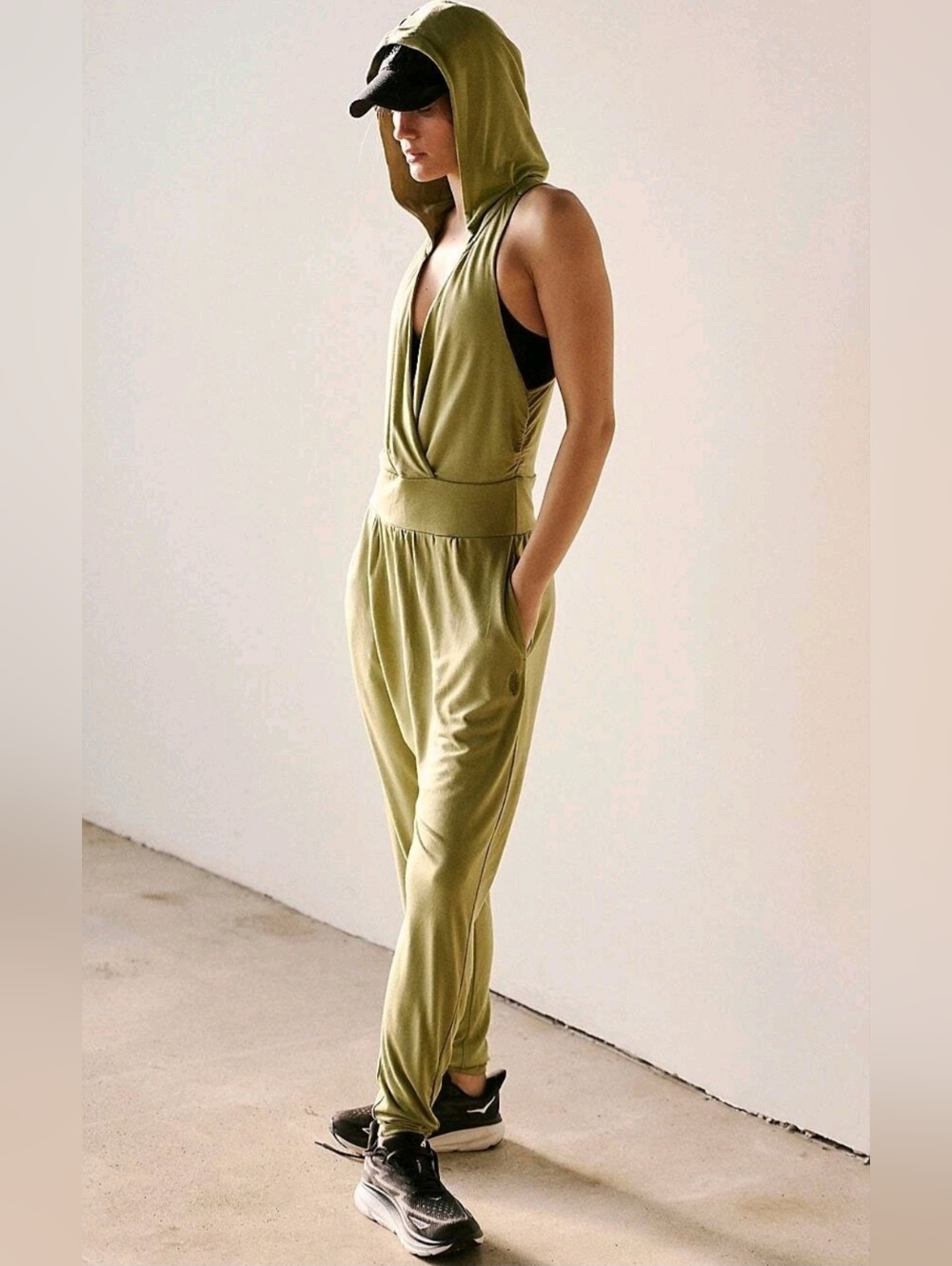 Free People Movement Harem Drop Clotch Second Chance Hooded Jumpsuit. Onesie